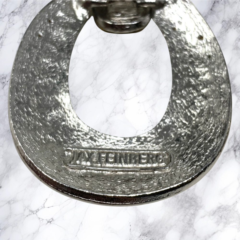 Jay Feinberg Strongwater Crystal Doorknocker Statement Clip On Earrings Mogul - Picture 3 of 5